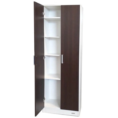 Imagen miniatura Escobero Platinum 3093 2 Puertas 4 Estantes 1.83 M Blanco Con Tabaco