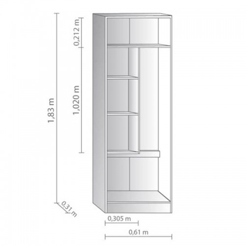 Imagen miniatura Escobero Platinum 3093 2 Puertas 4 Estantes 1.83 M Blanco Con Tabaco