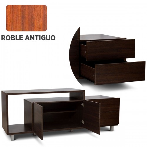Imagen miniatura Rack De Tv Platinum 2605 1.8 M 2 Cajones 2 Puertas Estantes Roble Antiguo
