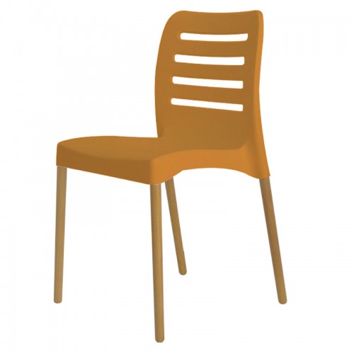 Silla De Diseño Comedor Sit Mobili 333 Ambar Patas Madera Naranja