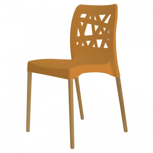 Silla De Diseño Comedor Sit Mobili 323 Franca Patas Madera Naranja