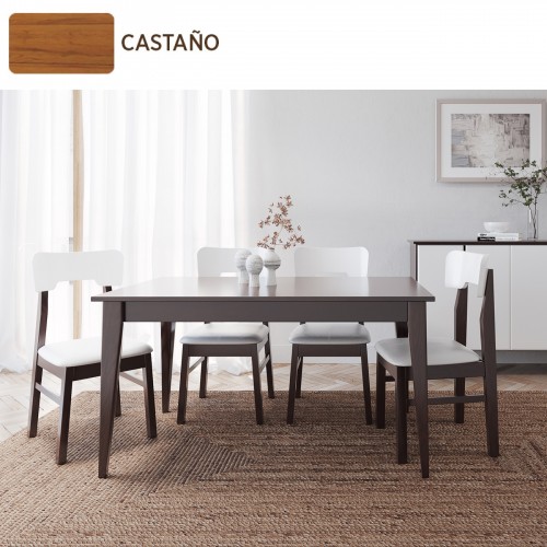 Imagen miniatura Mesa Comedor Inmacol 148 Escandinava 150x90 Madera Maciza Casta&ntilde;o