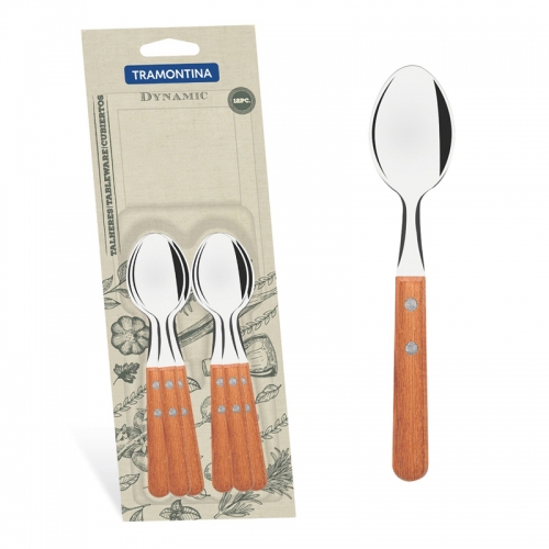 Juego De Cucharas Para Te X12 Tramontina Dynamo Mango Madera