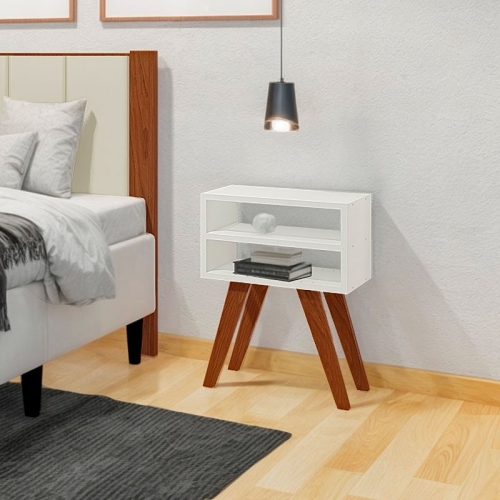 Imagen miniatura Mesa De Luz Inmacol 128 Escandinava Sin Caj&oacute;n Blanco Y Miel