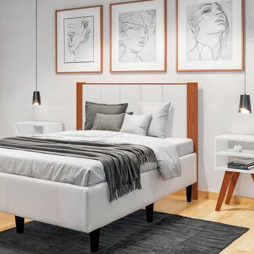 Imagen miniatura Respaldo 1 Plazas Inmacol 170 1 M Casta&ntilde;o Ecocuero Blanco