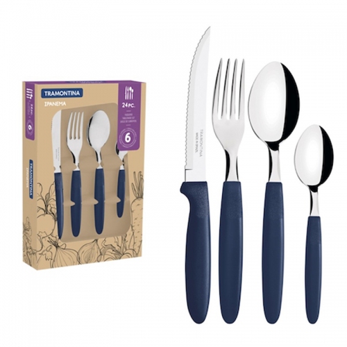 Juego De Cubiertos X24 Tramontina Ipanema Azul
