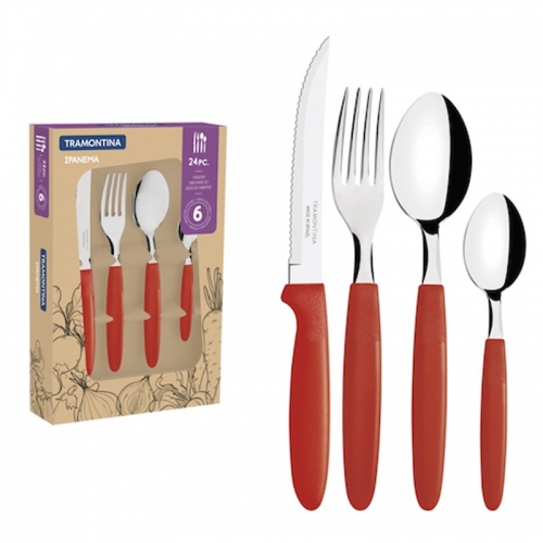 Imagen miniatura Juego De Cubiertos X24 Tramontina Ipanema Rojo
