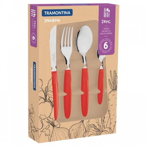 Juego De Cubiertos X24 Tramontina Ipanema Rojo