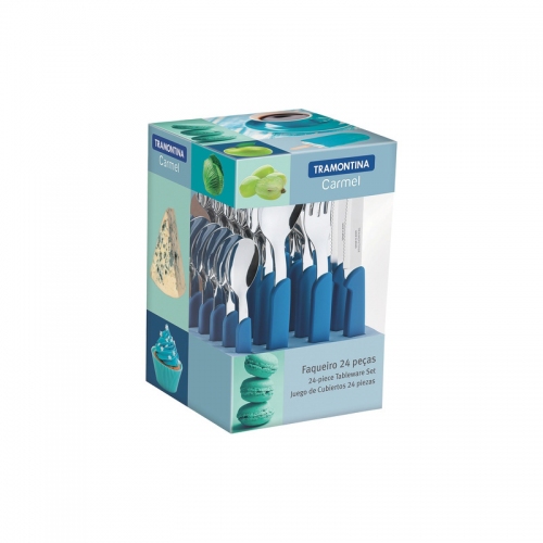 Imagen miniatura Juego De Cubiertos X24 Tramontina Carmel Celeste