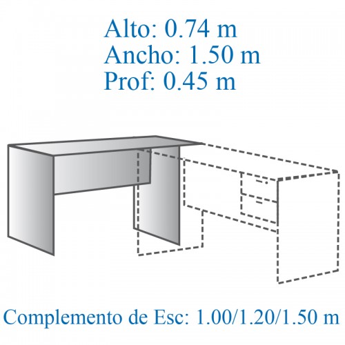 Imagen miniatura Nexo Escritorio Oficina Platinum 524 Complemento Izq O Der Gris