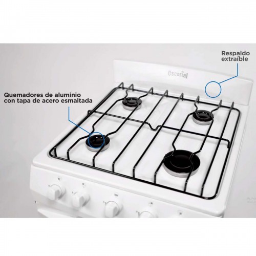 Imagen Cocina Escorial Candor 4h 50cm Blanca Gas Envasado