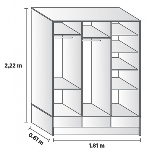 Imagen miniatura Placard Ropero Platinum 635 1&comma;8 Mts Puertas Corredizas Gris Andino