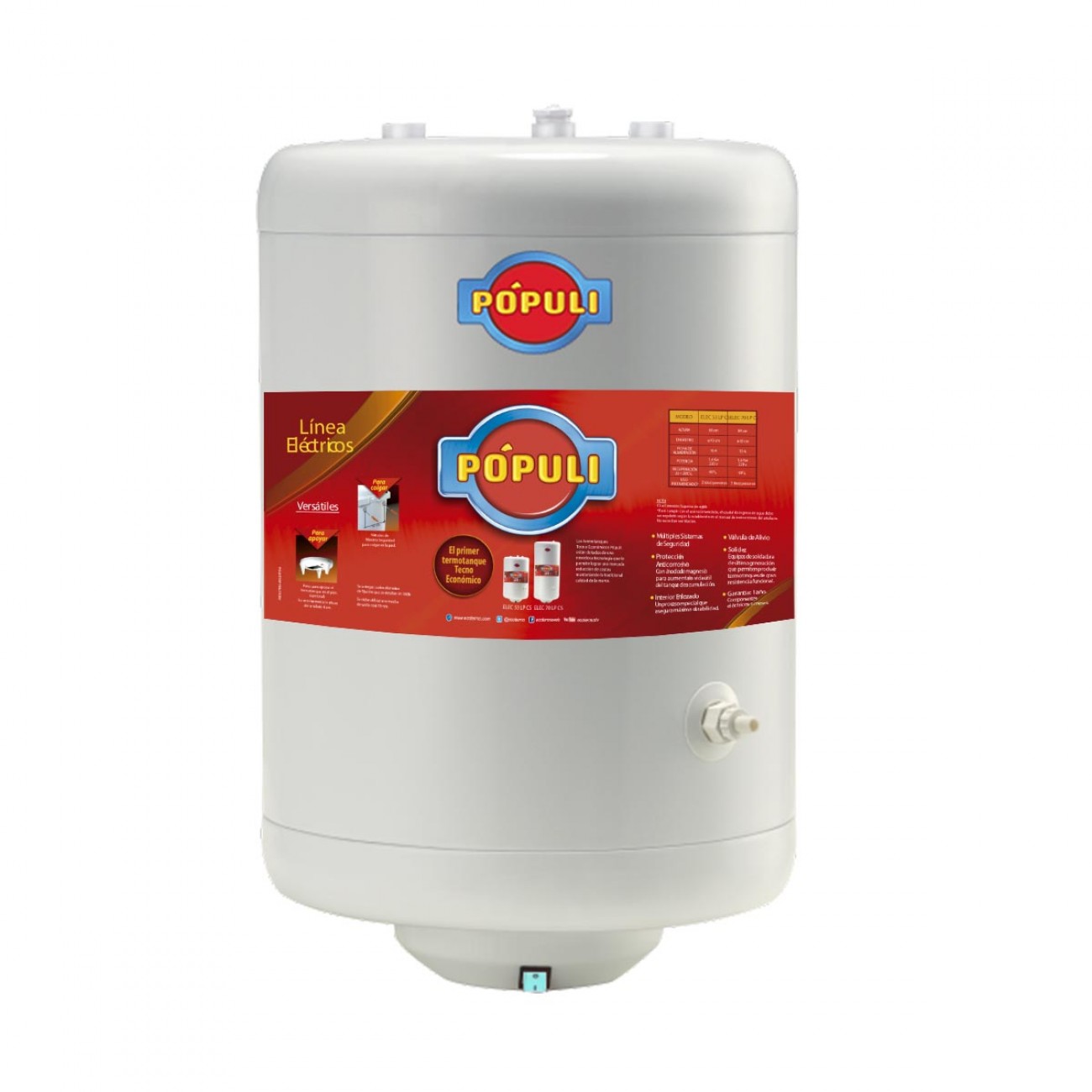 Imagen Termotanque El&eacute;ctrico Ecotermo P&oacute;puli Elec53 C/sup 49 Lts