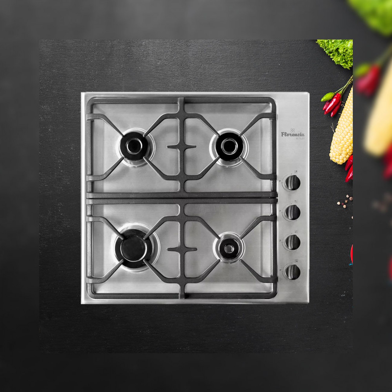 Imagen Anafe A Gas Empotrable Florencia 6748i 60 Cm Encendido Inox