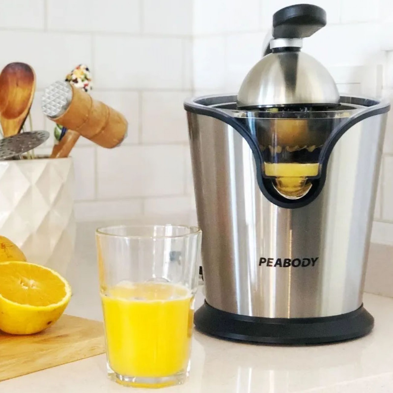 Imagen Exprimidor De Jugo El&eacute;ctrico Peabody Pe-ec403ix 100w Manija