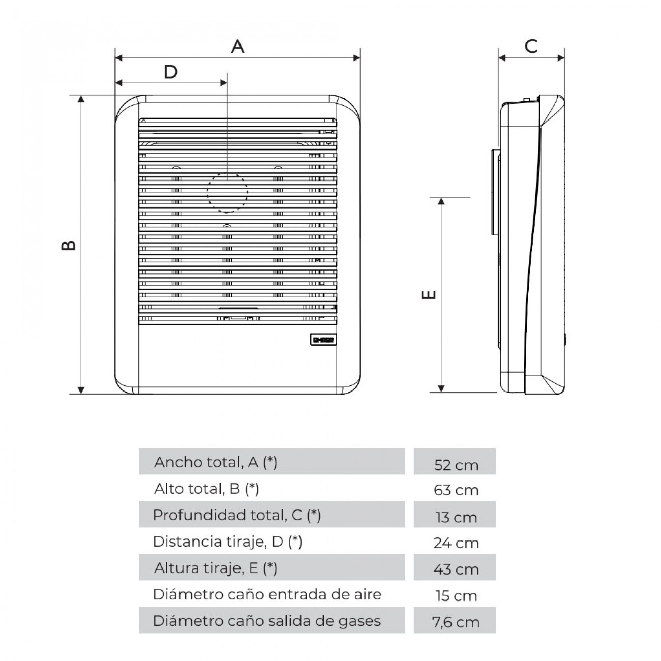Imagen Calefactor Tiro Balanceado Emege Patagonia 9035 3500 Cal Mg