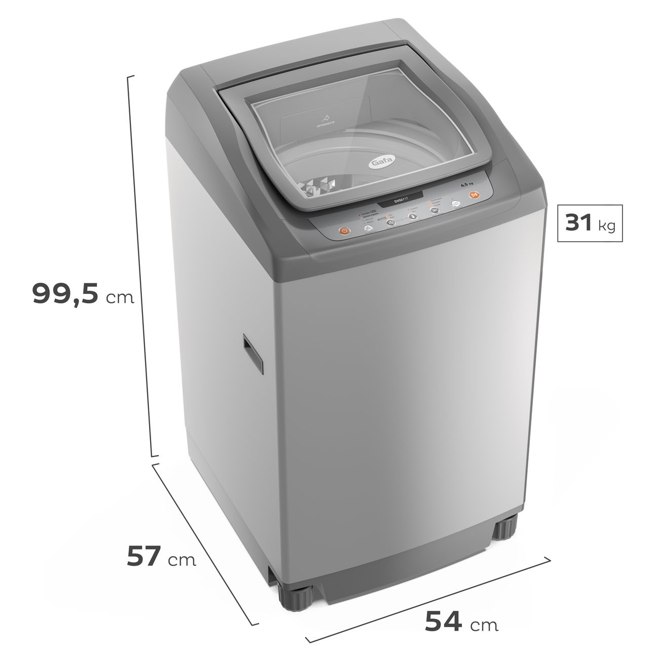 Imagen Lavarropas Automático Gafa Fuzzy Fit 7 Kg 760 Rpm Gris Plata