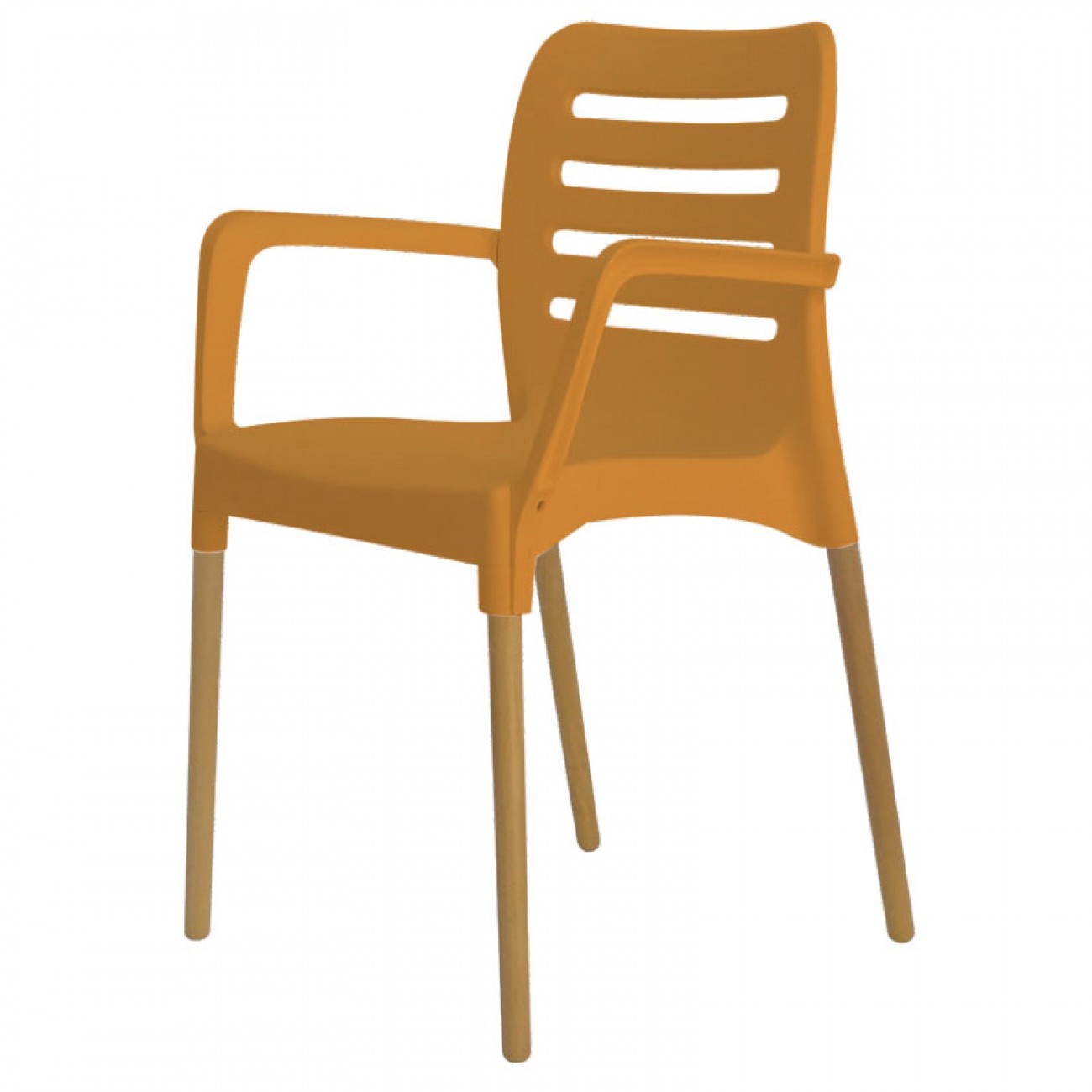 Imagen Sill&oacute;n De Dise&ntilde;o Comedor Sit Mobili 363 Ambar Patas Madera Naranja