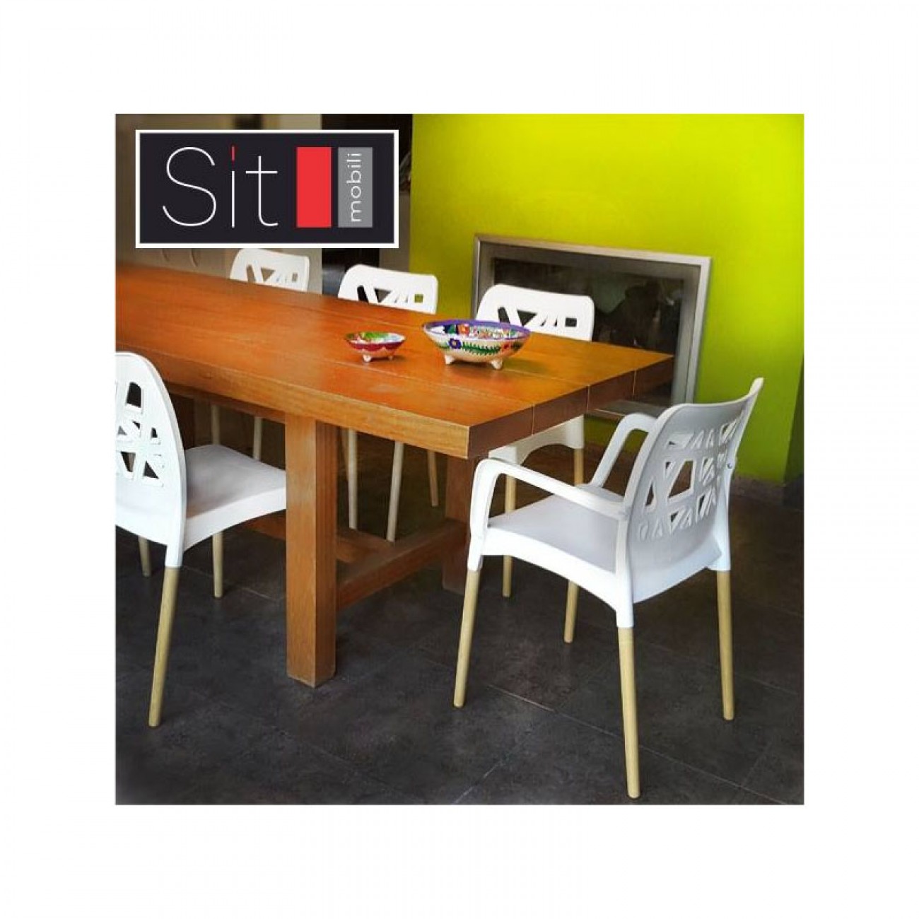 Imagen Sillón De Diseño Comedor Sit Mobili 353 Franca Patas Madera Blanca