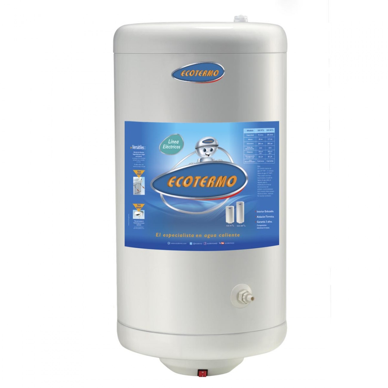Imagen Termotanque El&eacute;ctrico Ecotermo Elec70 68 Lts Conexi&oacute;n Inferior
