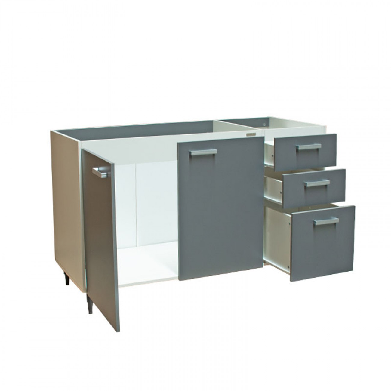 Imagen Bajo Mesada Platinum 3006 1.40 Mts Blanco Con Gris Grafito