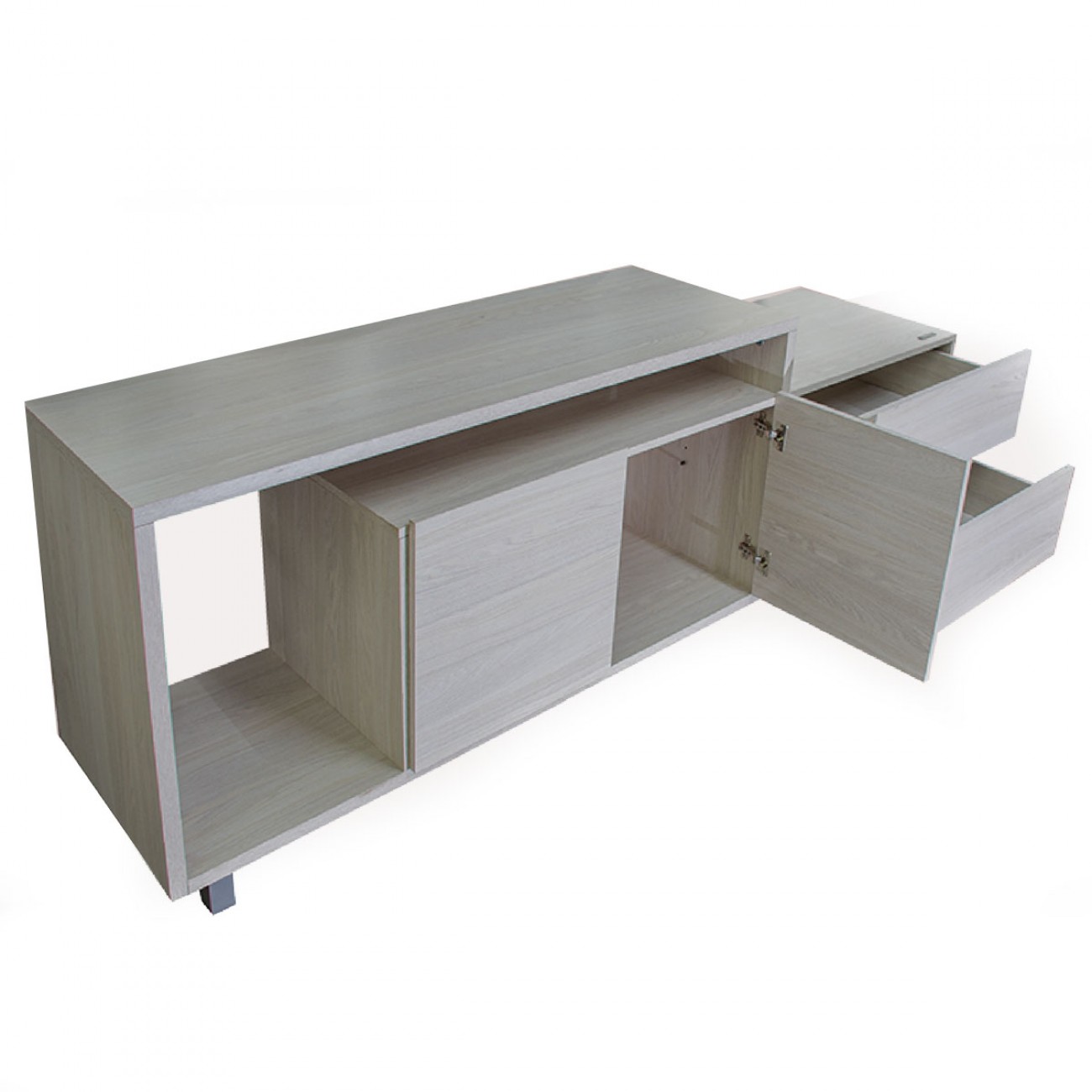 Imagen Rack De Tv Platinum 2605 1.8 M 2 Cajones 2 Puertas Estantes Gris