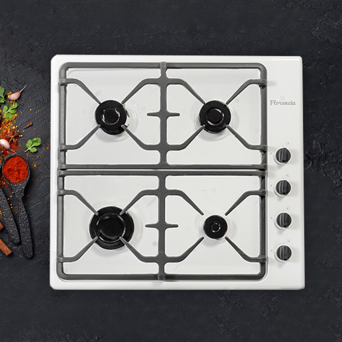 Imagen Anafe A Gas Empotrable Florencia 6746b 60cm Encendido Blanco