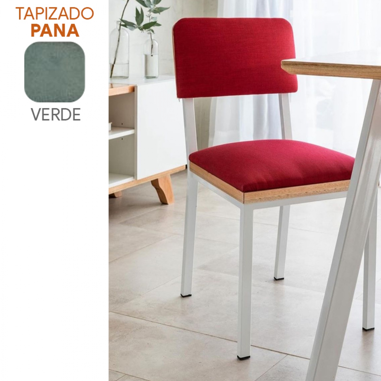 Imagen Silla Comedor Sil-car Tinca Pana Verde Ca&ntilde;o 30x20 Blanco Brill