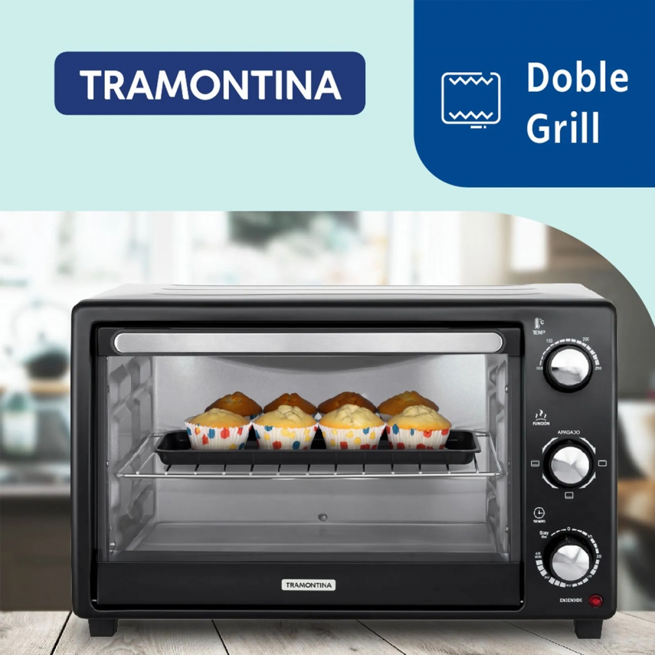 Imagen Horno El&eacute;ctrico Tramontina Glass Cook 40 Lts Negro