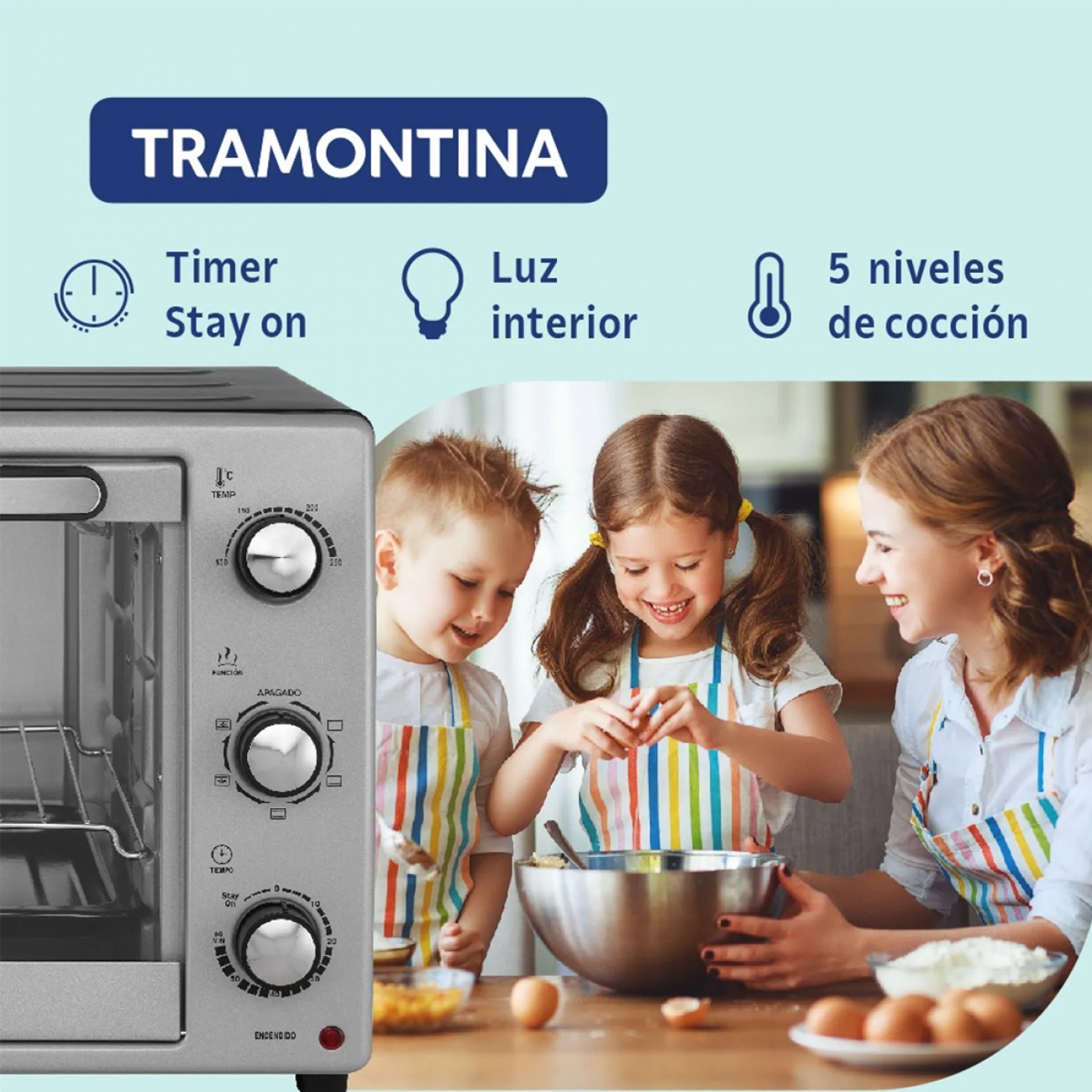 Imagen Horno El&eacute;ctrico Tramontina Silver Cook 55 Lts Plateado