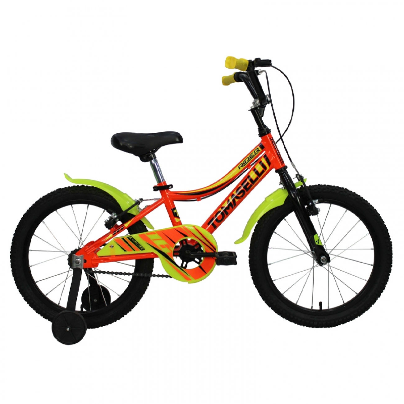 Imagen Bicicleta Niño Tomaselli Rider R16" Frenos V-brake Rueditas Ama/nar