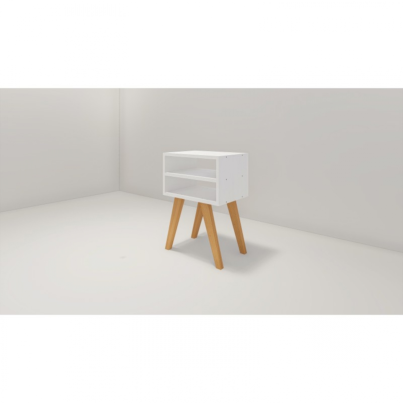 Imagen Mesa De Luz Inmacol 128 Escandinava Sin Caj&oacute;n Blanco Y Miel