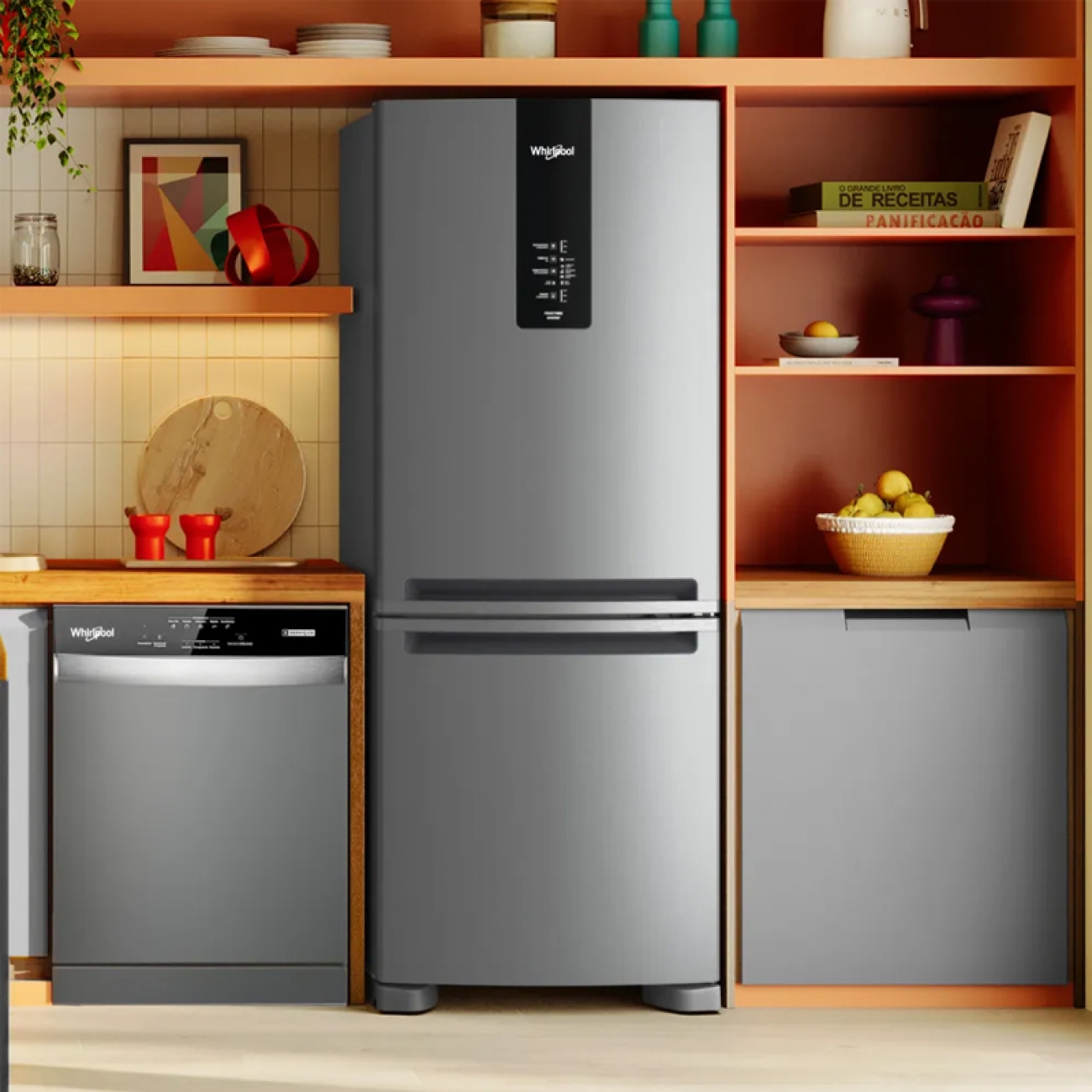 Imagen Heladera Con Freezer Whirlpool Wre57ck 449 Lts Plata