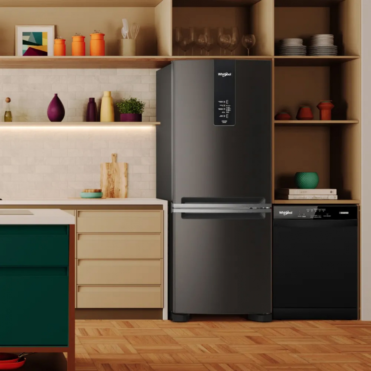 Imagen Heladera No Frost Whirlpool Wre57ce 449 Lts Inverter Negra