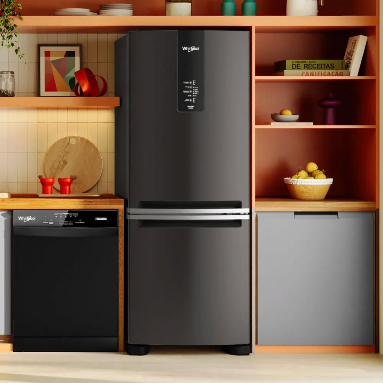 Imagen Heladera No Frost Whirlpool Wre57ce 449 Lts Inverter Negra