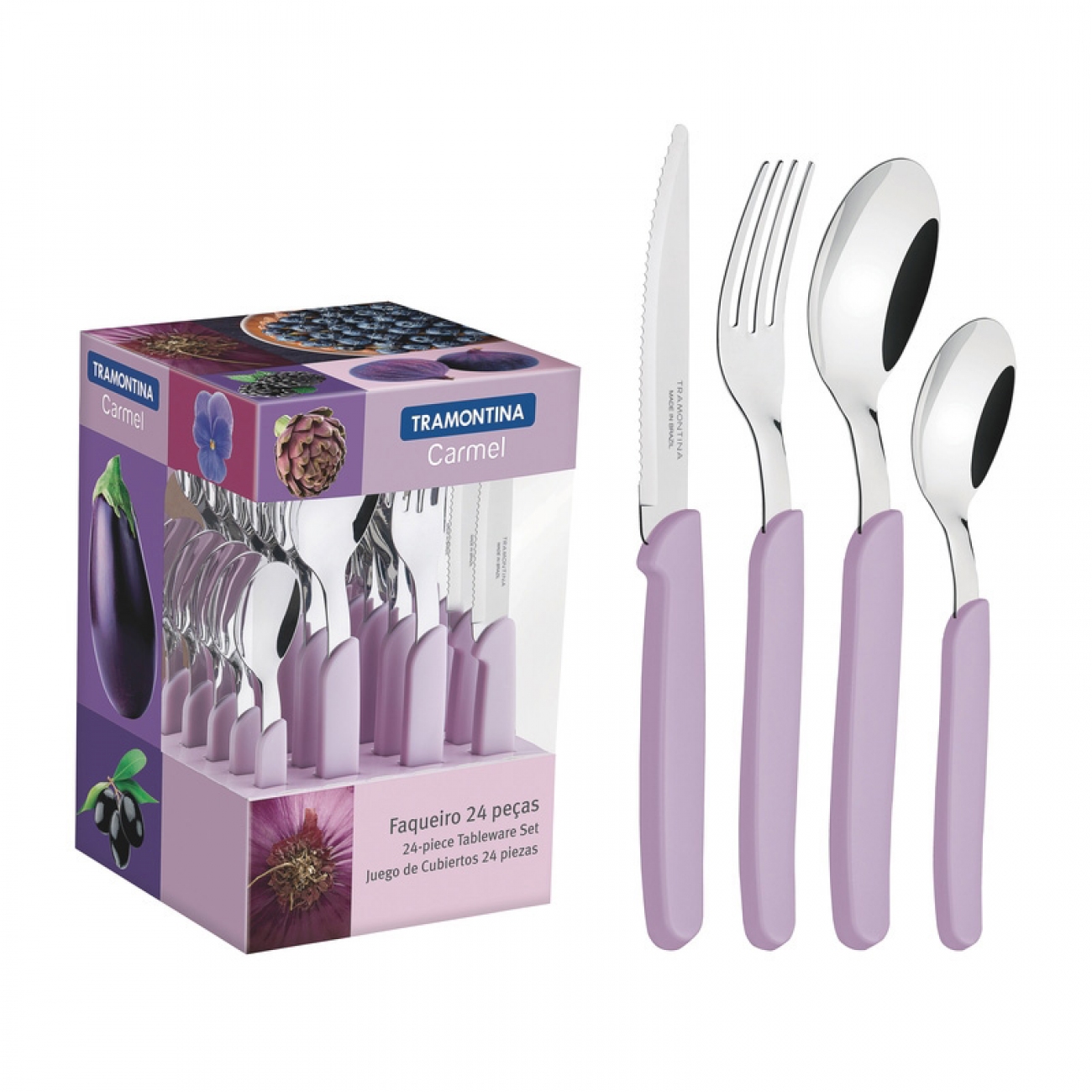 Imagen Juego De Cubiertos X24 Tramontina Carmel Lila