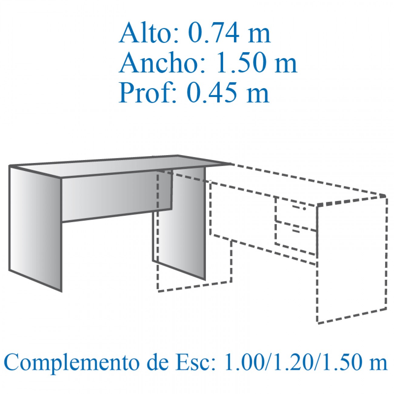Imagen Nexo Escritorio Oficina Platinum 524 Complemento Izq O Der Gris