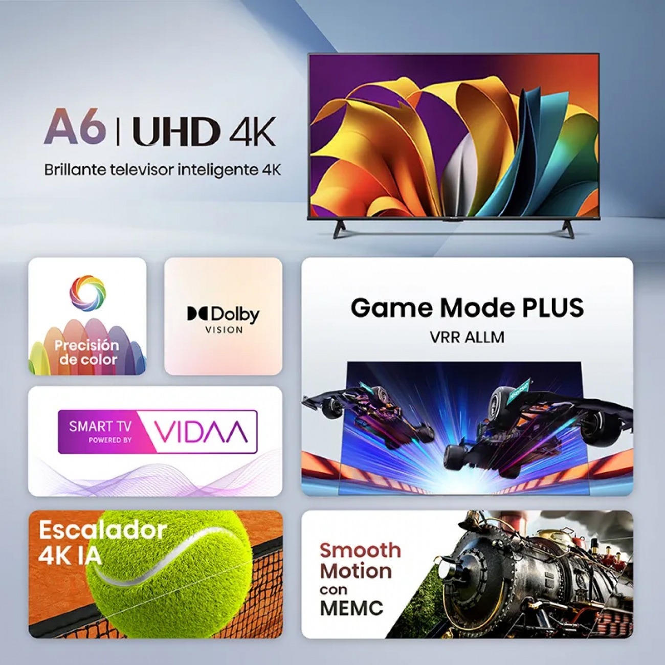 Imagen Smart Tv Uhd 50" Hisense 50a64n 4k Usb Hdmi Sist Op Vidaa