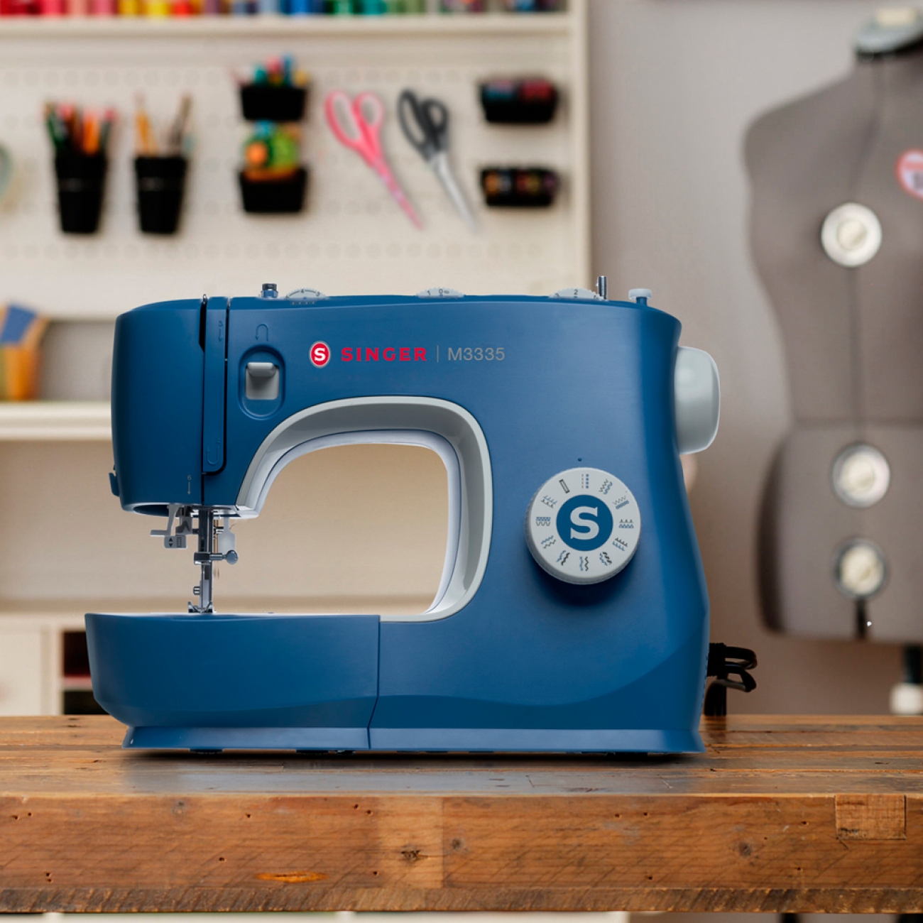 Imagen Maquina De Coser Singer M3335c Costura Recta Y Zigzag Azul