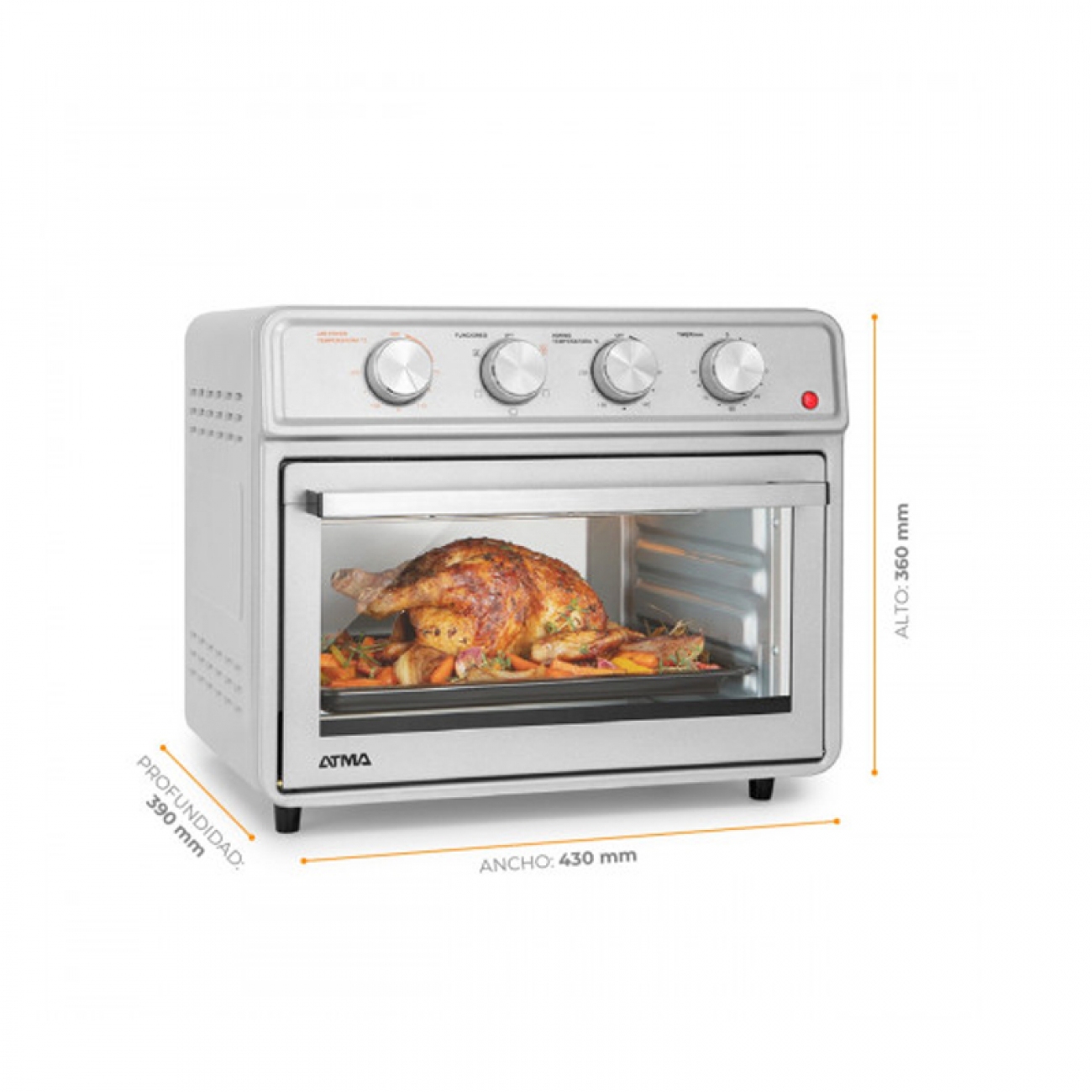 Imagen Horno Electrico Con Freidora De Aire Atma 91hgfa2323pi 1800w