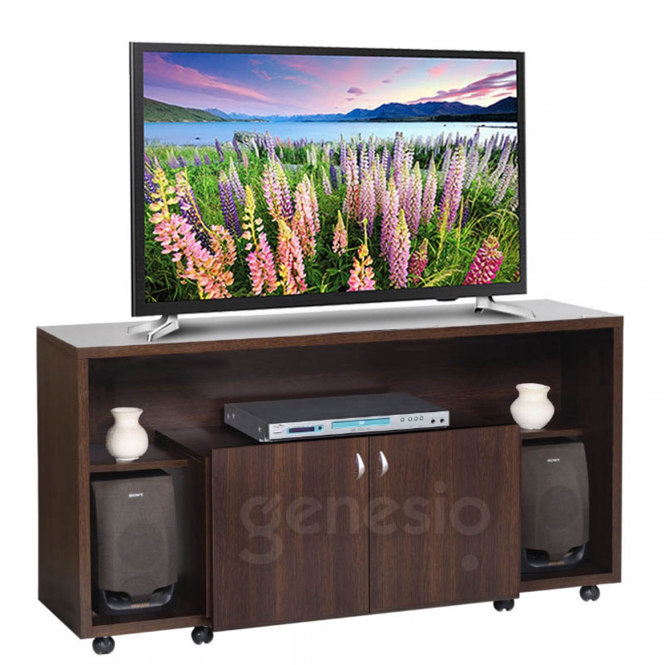 Imagen Mesa Rack Para Tv Led Audio Platinum 2604 1mt Tabaco