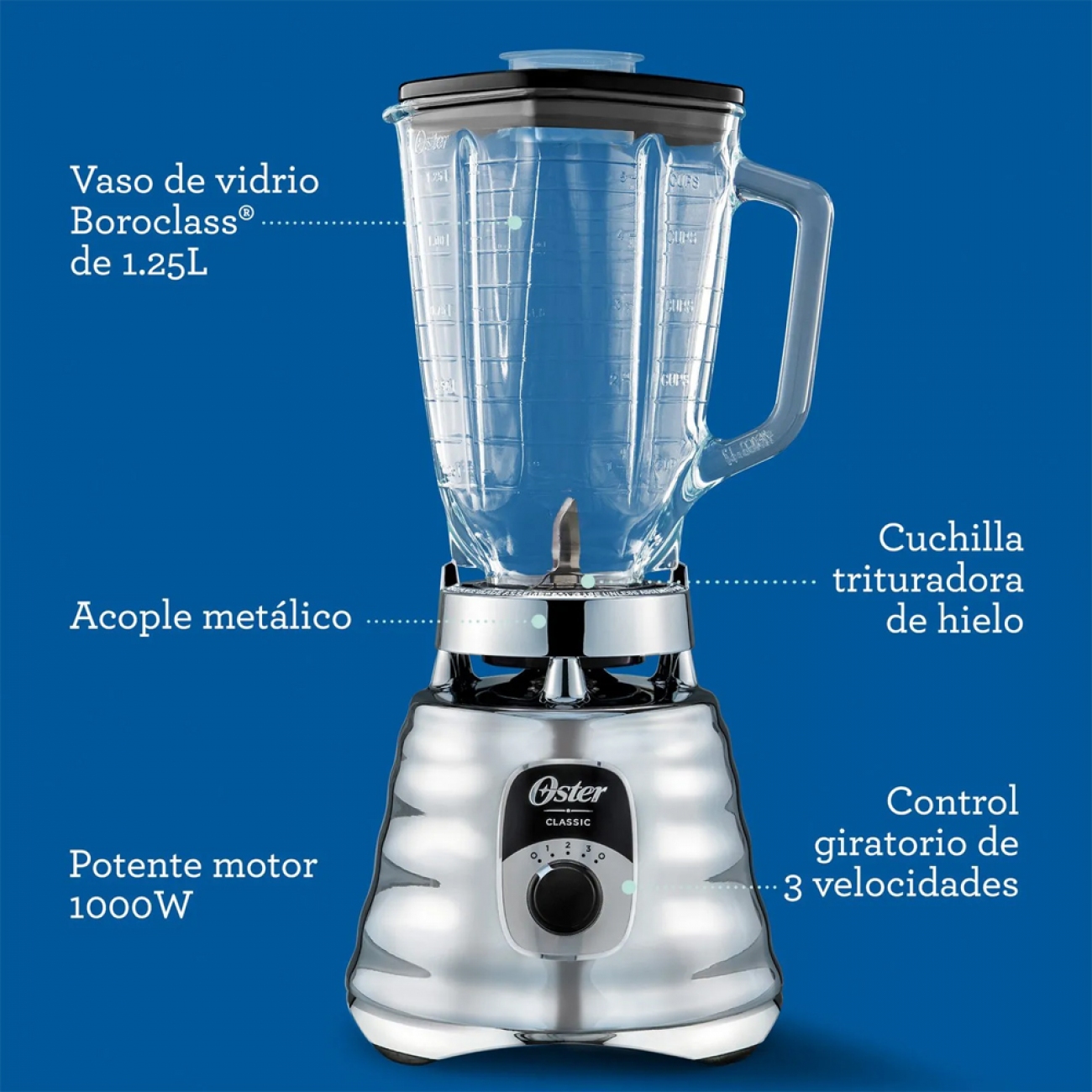 Imagen Licuadora Oster Blts4655b 700w 2lts Jarra Vidrio