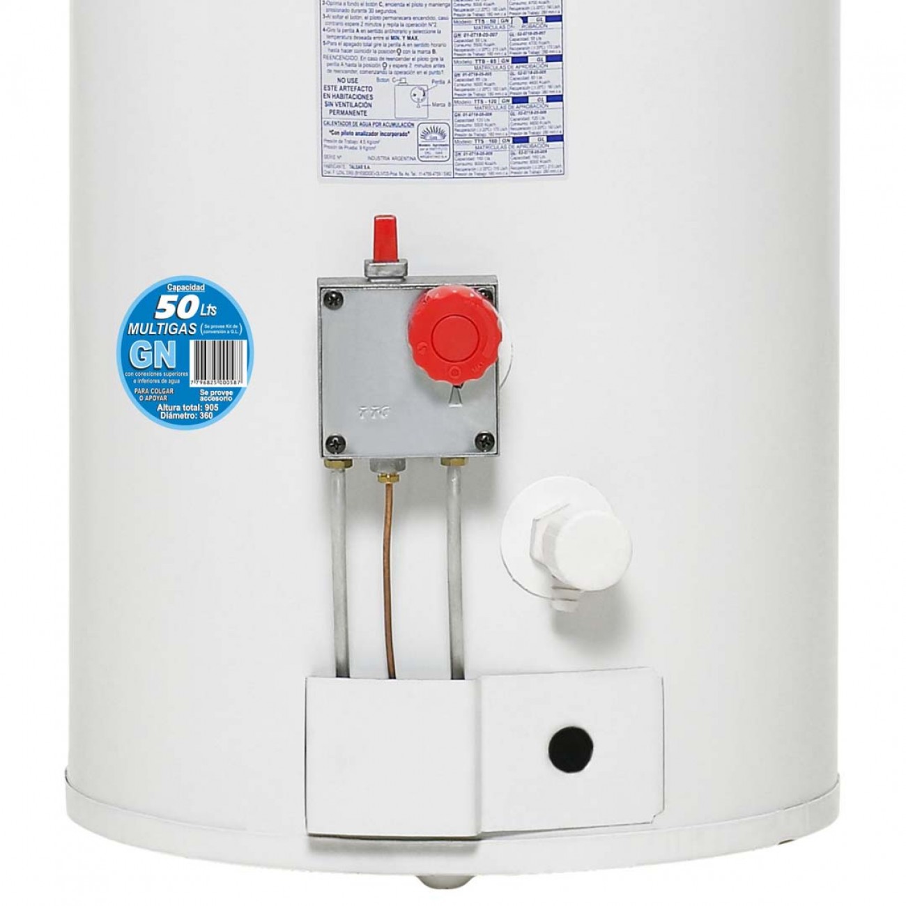 Imagen Termotanque A Gas Alta Recuperaci&oacute;n Se&ntilde;orial Tsz-50 50 Lts