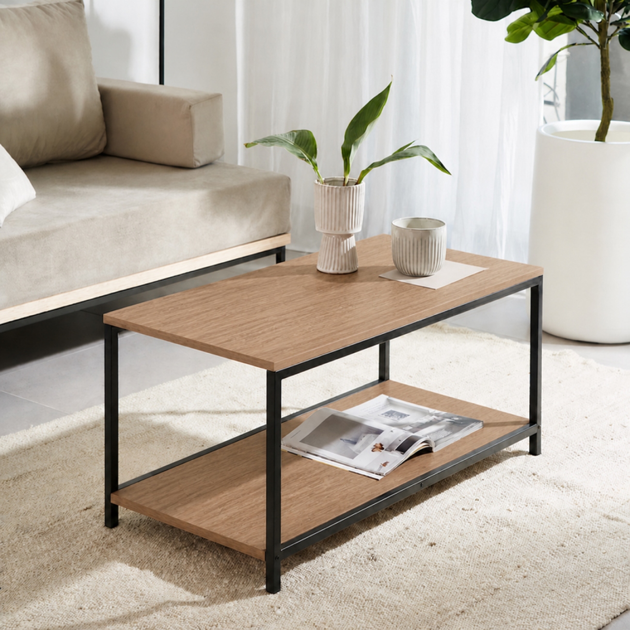 Imagen Mesa Ratonera Silcar Nido Olmo Finlandes Negro Mate