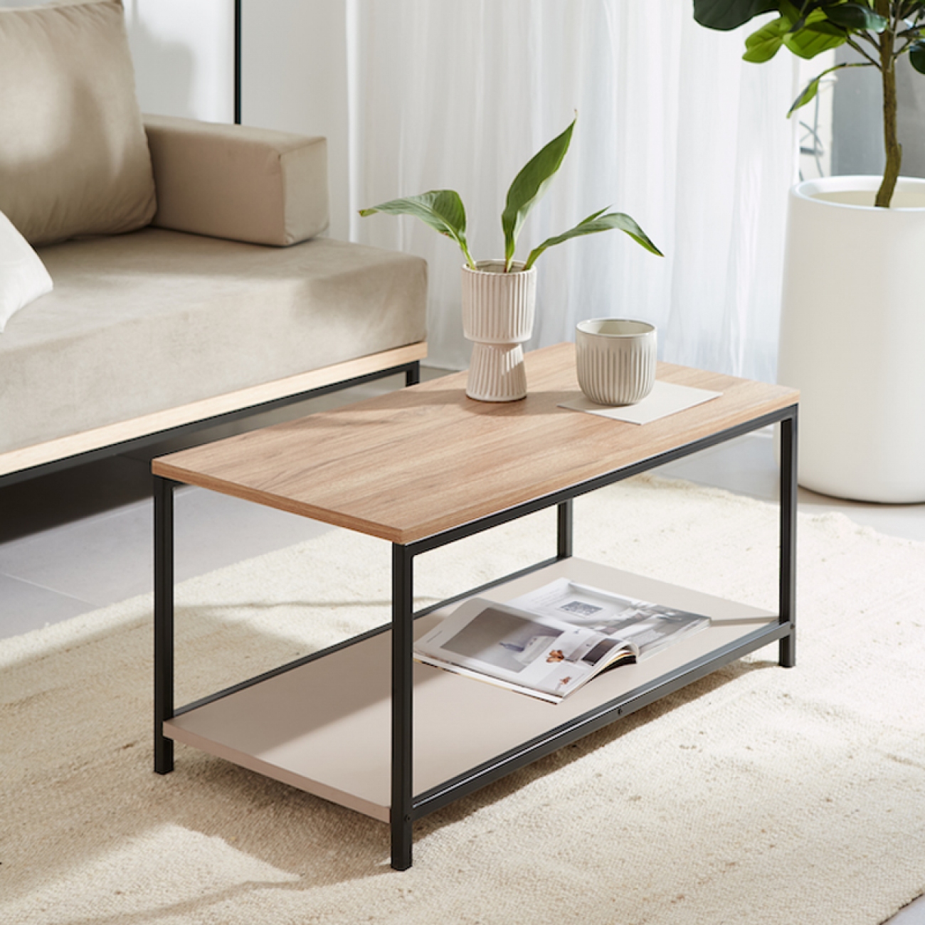Imagen Mesa Ratonera Silcar Nido Roble Americano Negro Mate