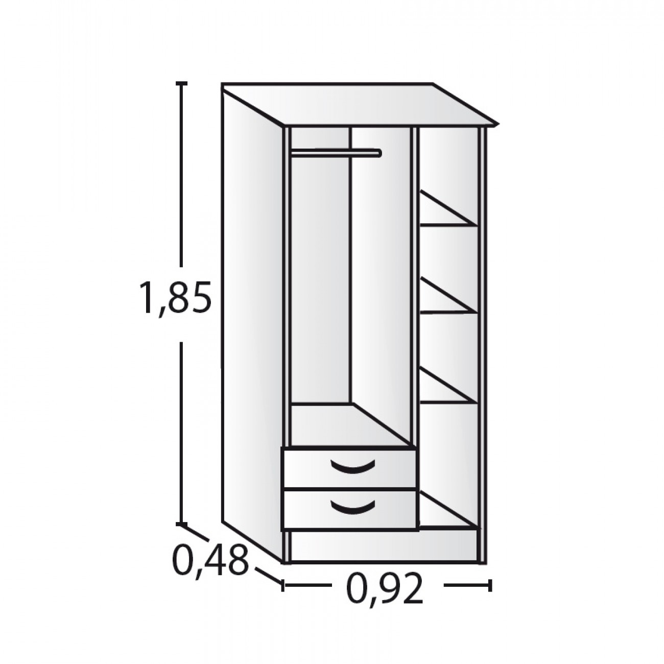 Imagen Placard Ropero Platinum Modelo 913 92cm  Gris Andino
